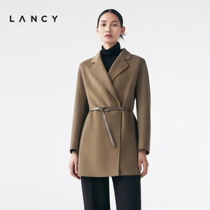 LANCY/朗姿秋冬季新款双面呢羊毛大衣女高端气质收腰外套美拉德风