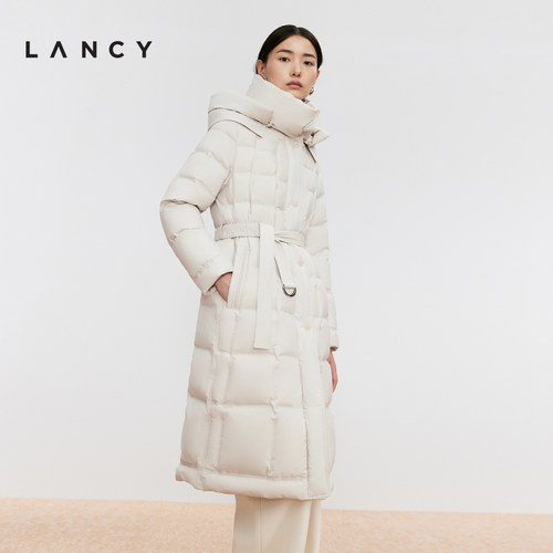 立体绗缝 立领连帽 本料腰带