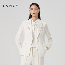 朗姿女装 2023春季 新款 白色西装 收腰通勤外套女OL西服上衣 LANCY