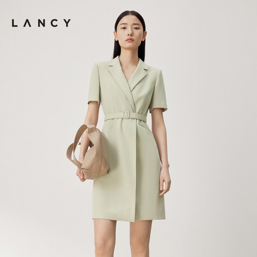 朗姿LANCY西装连衣裙夏季醋酸