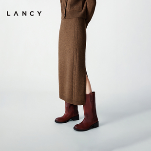 LANCY 牦牛绒 朗姿2025冬季 新款 通勤半身裙 针织中长款 羊毛