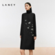 真丝羊毛无袖 LANCY 朗姿2024冬新款 设计感印花高级感圆领连衣裙女
