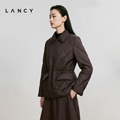 羊毛填充 LANCY 朗姿2025冬轻薄款 简约短款 高端菱格棉服外套女