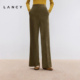 女 复古绒面休闲裤 朗姿2024冬新款 高腰显瘦高级感直筒阔腿裤 LANCY