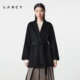 纯羊毛 LANCY 朗姿2025冬新款 双面呢中长款 大衣黑色毛呢外套女