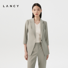 绵羊毛西装 朗姿夏季 外套女收腰显瘦通勤职业西服上衣 薄款 LANCY