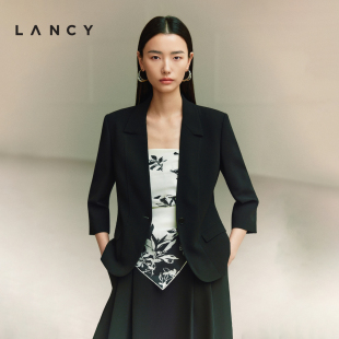 三醋酸 职业商务收腰西装 LANCY 新款 外套半裙套装 朗姿2026夏季