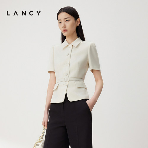 朗姿短袖醋酸LANCY西装外套夏季