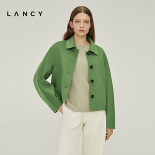 朗姿2025冬新款 LANCY 高级感双面呢短大衣翻领夹克外套 纯羊毛