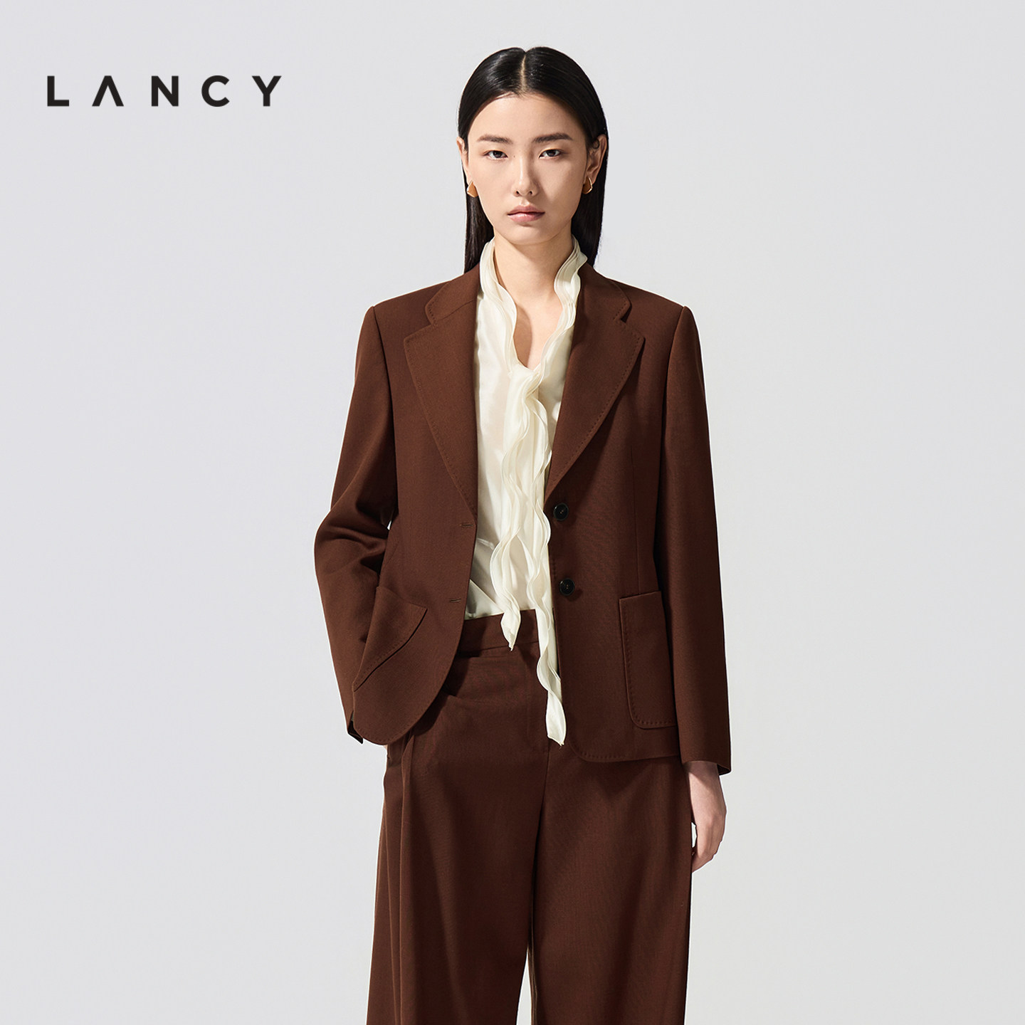 【纯羊毛】LANCY/朗姿2026春季新款复古通勤西装外套女红棕色西服,女装/女士精品,西装,淘宝优惠券,粉丝福利购,淘宝优惠卷