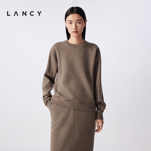 绵羊毛 圆领休闲松弛感套装 LANCY 新款 卫衣女 朗姿2025冬季