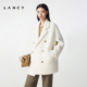 纯羊毛 LANCY 朗姿2025冬新款 高级西装 领圈圈呢白色毛呢大衣女