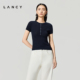朗姿2026夏季 新款 修身 针织衫 LANCY 亨利领短袖 女 莱赛尔三醋酸
