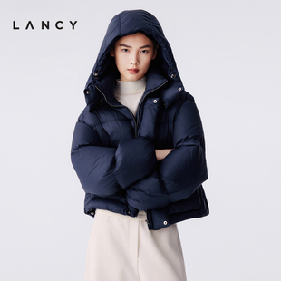 匈牙利鹅绒 休闲连帽立领短款 LANCY 新款 羽绒服 朗姿2025冬季