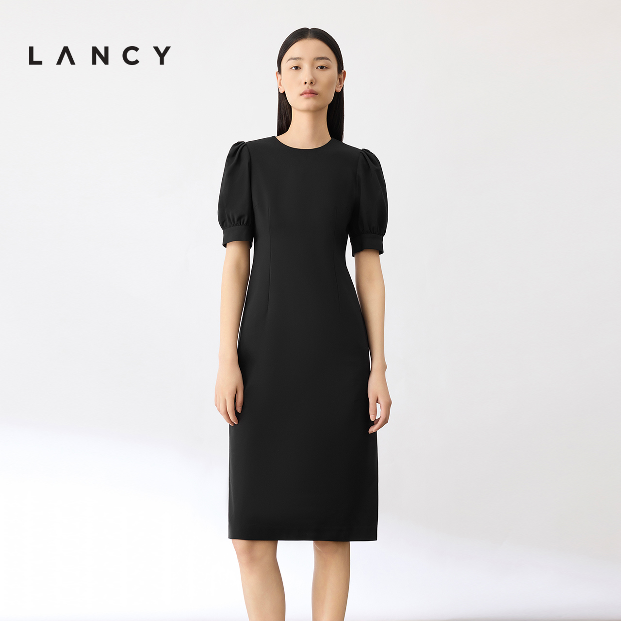 LANCY/朗姿2024夏季新款高级感醋酸小黑裙品牌显瘦泡泡袖连衣裙女,女装/女士精品,连衣裙,淘宝优惠券,粉丝福利购,淘宝优惠卷