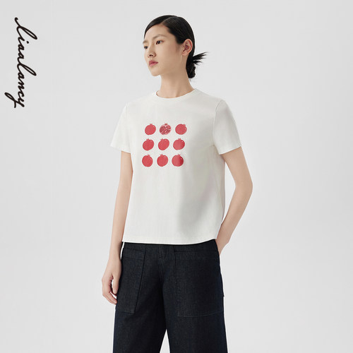 简约圆领 石榴印花 螺纹领口