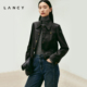 高级短款 夹克复古真皮衣外套女 朗姿25冬季 新款 羊皮革 LANCY
