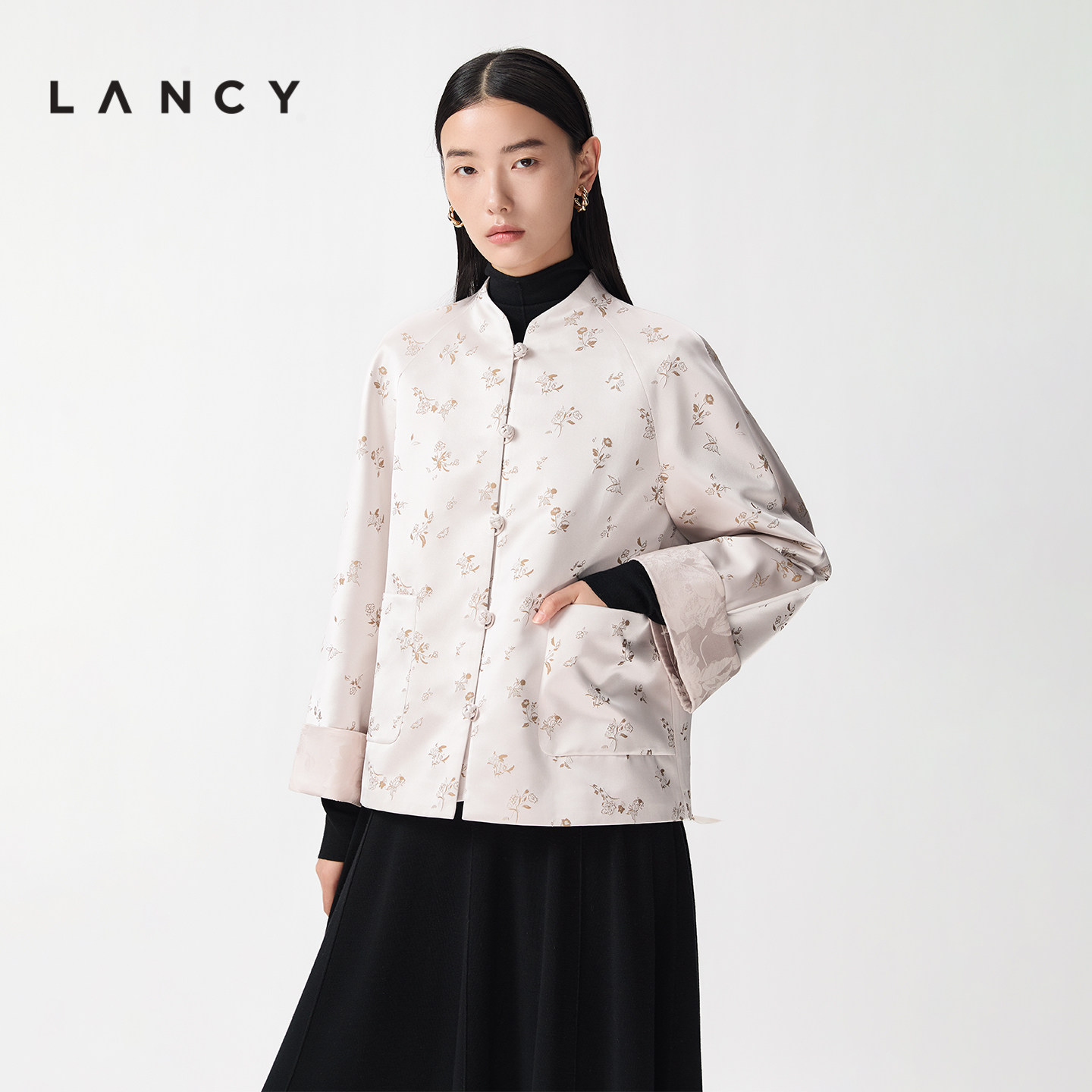 【金玉满棠】LANCY/朗姿2026春季新款新中式提花盘扣端庄气质外套