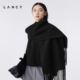 双面呢短大衣黑毛呢外套带围巾 朗姿2025冬新款 100羊毛 LANCY