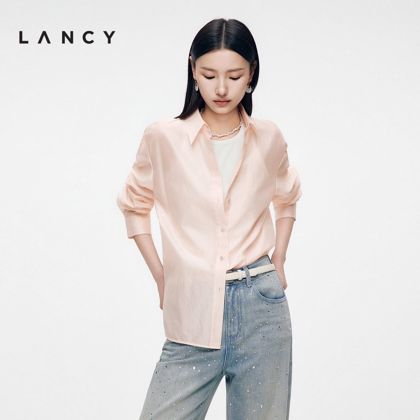 【桑蚕丝棉】LANCY/朗姿2026夏季新款气质通勤衬衫女轻薄上衣外套图片