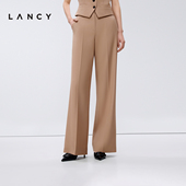 LANCY 裤 朗姿2025年春新款 女简约气质直筒阔腿裤 复古通勤羊毛西装