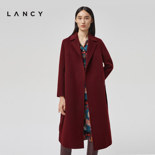 LANCY/朗姿秋冬季新款纯羊毛双面呢大衣中长款通勤保暖复古外套女