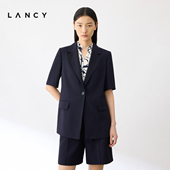 朗姿2024夏季 醋酸高级感短袖 西装 LANCY 套装 一粒扣职业通勤西服女