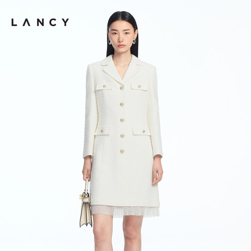 粗花呢纹理 香风格调 薄纱裙摆