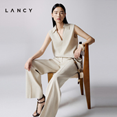 亚麻松弛感直筒V领无袖 朗姿2025夏新款 LANCY 马甲女 秀场同款