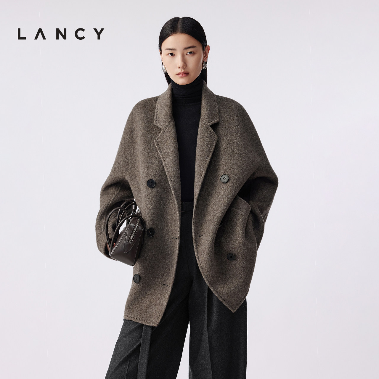 【羊毛驼绒】LANCY/朗姿25冬新款老钱风双排扣窄翻领双面呢大衣女,女装/女士精品,毛呢外套,淘宝优惠券,粉丝福利购,淘宝优惠卷