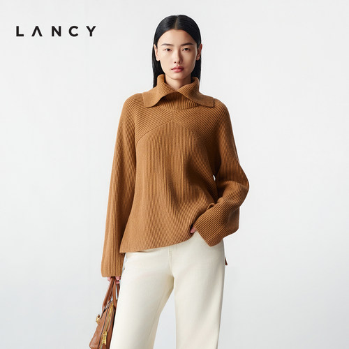 高翻领设计 大廓版型 柳条纹理