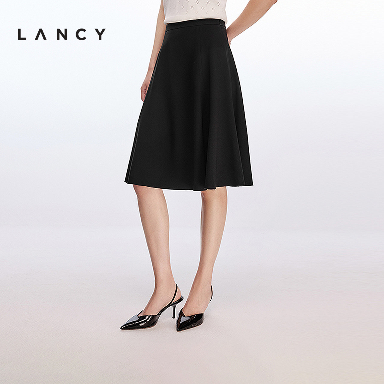 【醋酸】LANCY/朗姿2025夏季新款简约百搭气质A字半身裙优雅伞裙