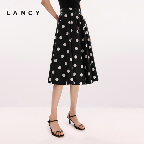 撞色波点 便捷插袋 量感伞摆