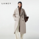 复古双排扣毛呢外套女翻领长大衣 朗姿2025冬新款 纯羊毛 LANCY