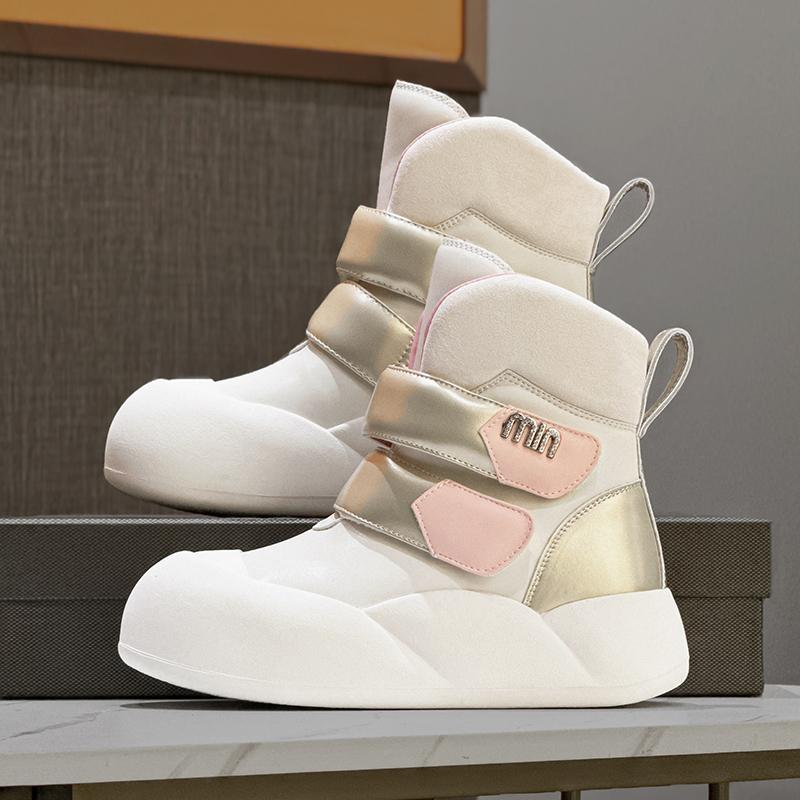 珂简妮真皮魔术贴雪地靴