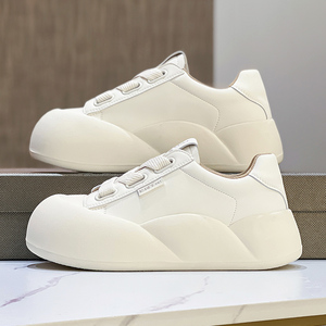 厚底小白鞋女2025年春季新款丑萌大头面包鞋百搭增高运动休闲板鞋