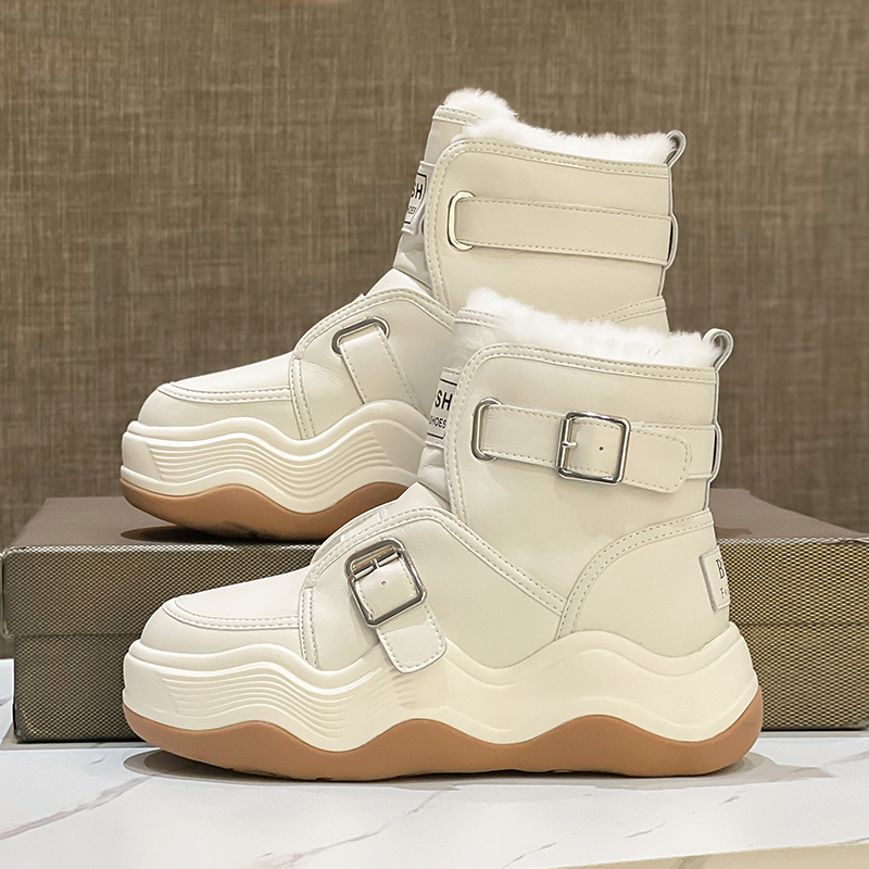 厚底雪地靴女冬季加绒加厚棉靴子