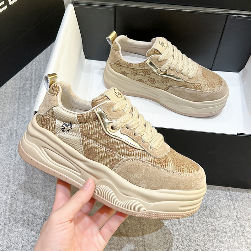 厚底女鞋帆布运动休闲鞋增高板鞋