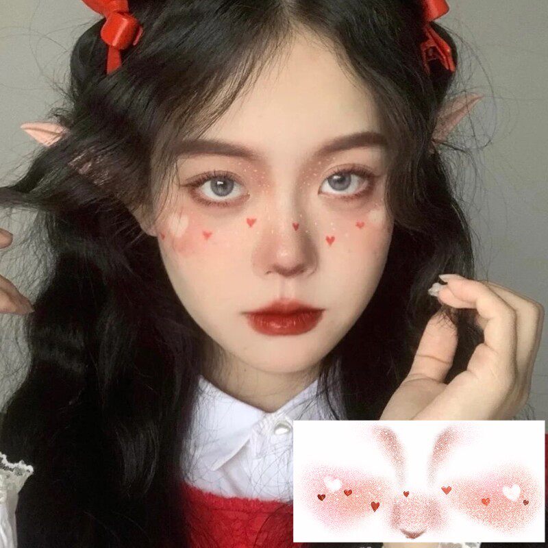 圣诞爱心麋鹿妆容脸贴 雪花糖果小鹿爱心草莓趣味纹身贴 创意仿妆