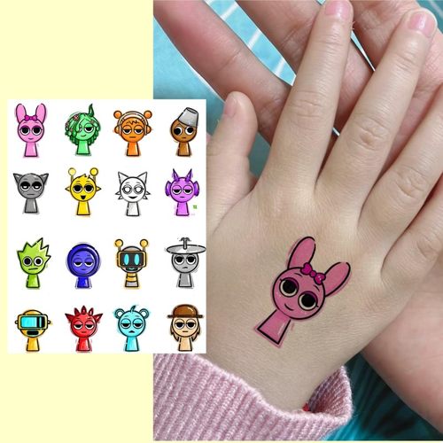 节奏盒子纹身贴 sprunki儿童卡通音乐游戏周边防水涂鸦装饰贴