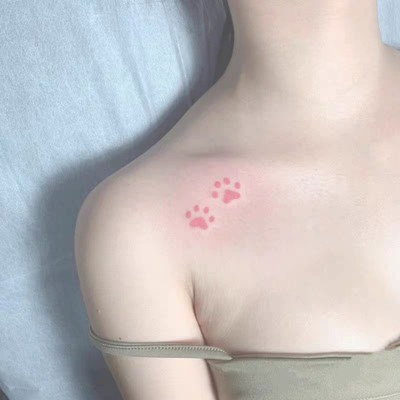 ins多巴胺猫爪肉垫纹身贴卡通图案持久防水彩色纹身贴可洗学生女