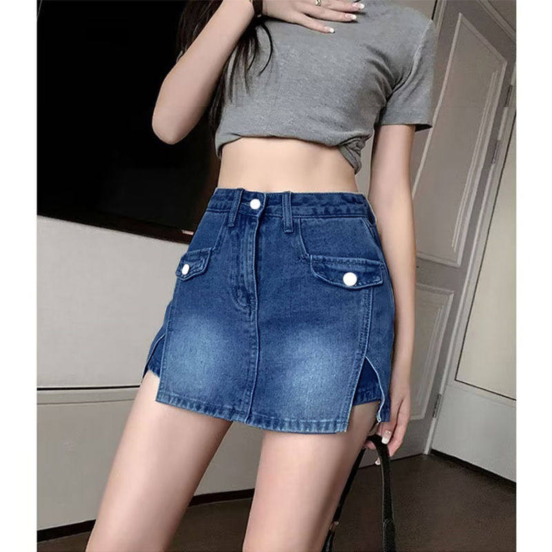 美式热辣牛仔短裤女春夏季辣妹防走光短裙oversize高腰半身裙裤想