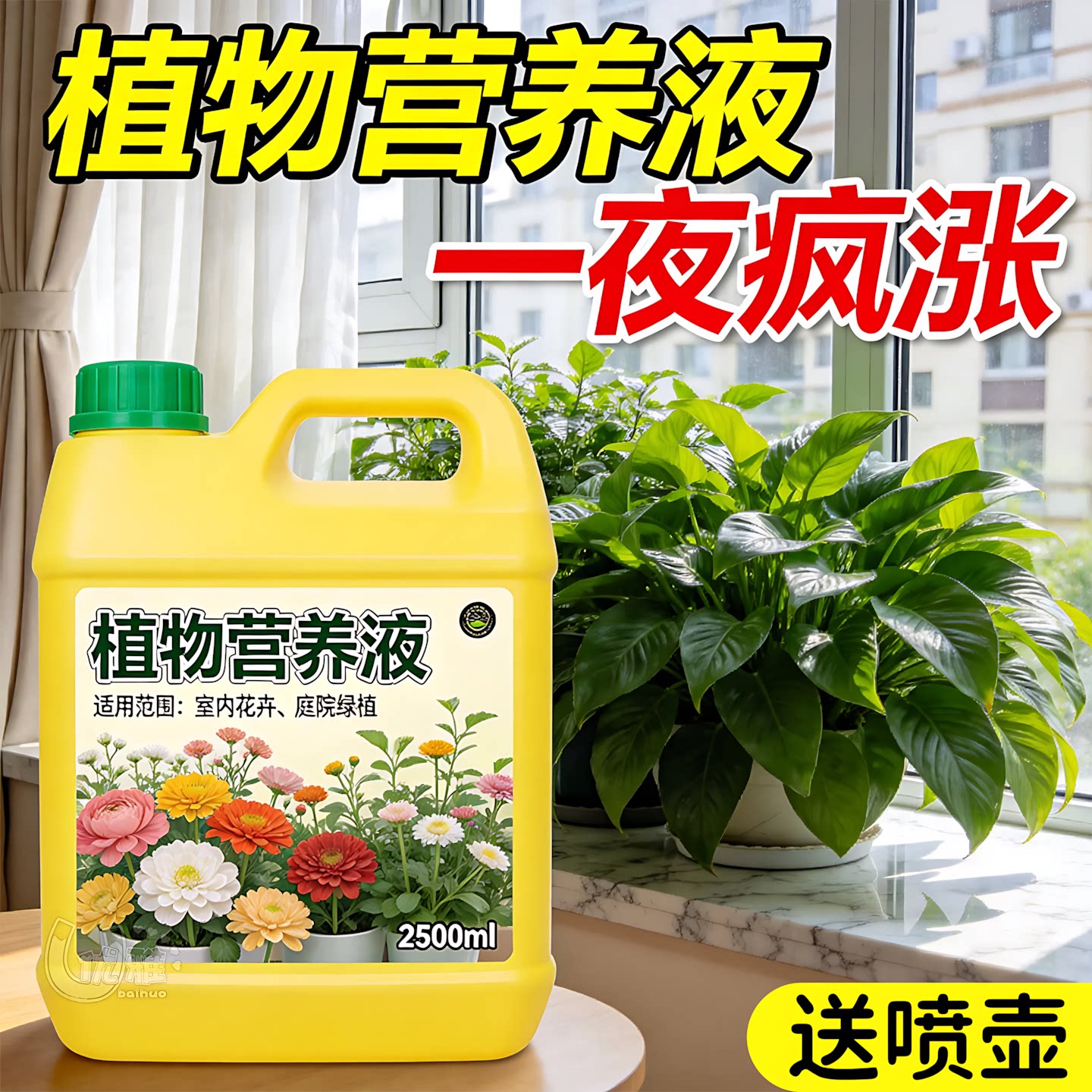 高浓缩养花营养液不烧根改善黄叶
