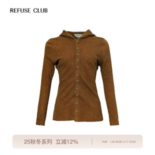 REFUSE CLUB 25秋冬新款羊毛连帽开衫长袖显瘦