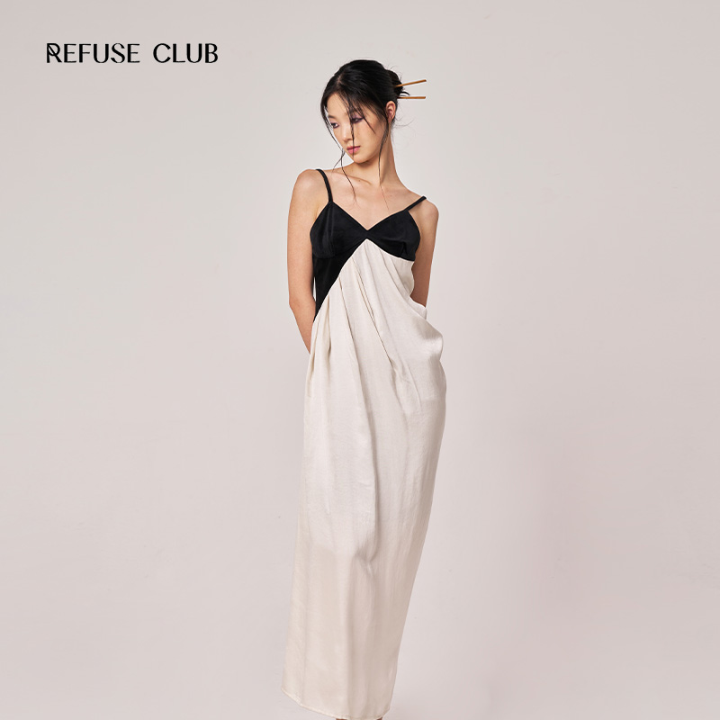 【新中式品牌】REFUSE CLUB 24春夏设计师原创几何垂坠吊带连衣裙 女装/女士精品 连衣裙 原图主图