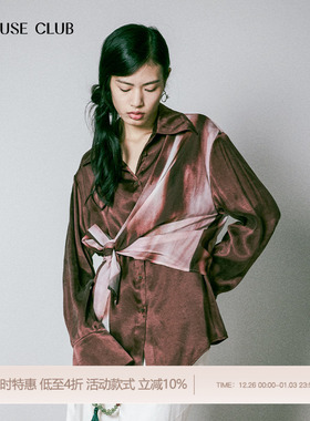 REFUSE CLUB 秋冬新款红色沙漠长袖左倾衬衫衬衣