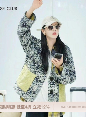 【迪丽热巴同款】REFUSE CLUB 秋冬新款女装豹纹羊毛宽松夹克外套