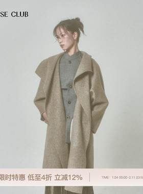 REFUSE CLUB 秋冬女装中长款羊毛双面呢大衣外套