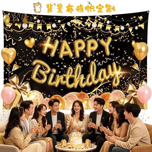 欧美风生日快乐背景布成人场景