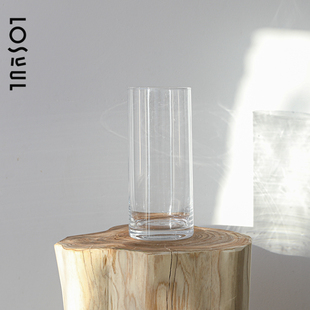 高透玻璃花瓶直筒桌面插花摆件室内透明硼硅玻璃烛台蜡烛摆件装饰